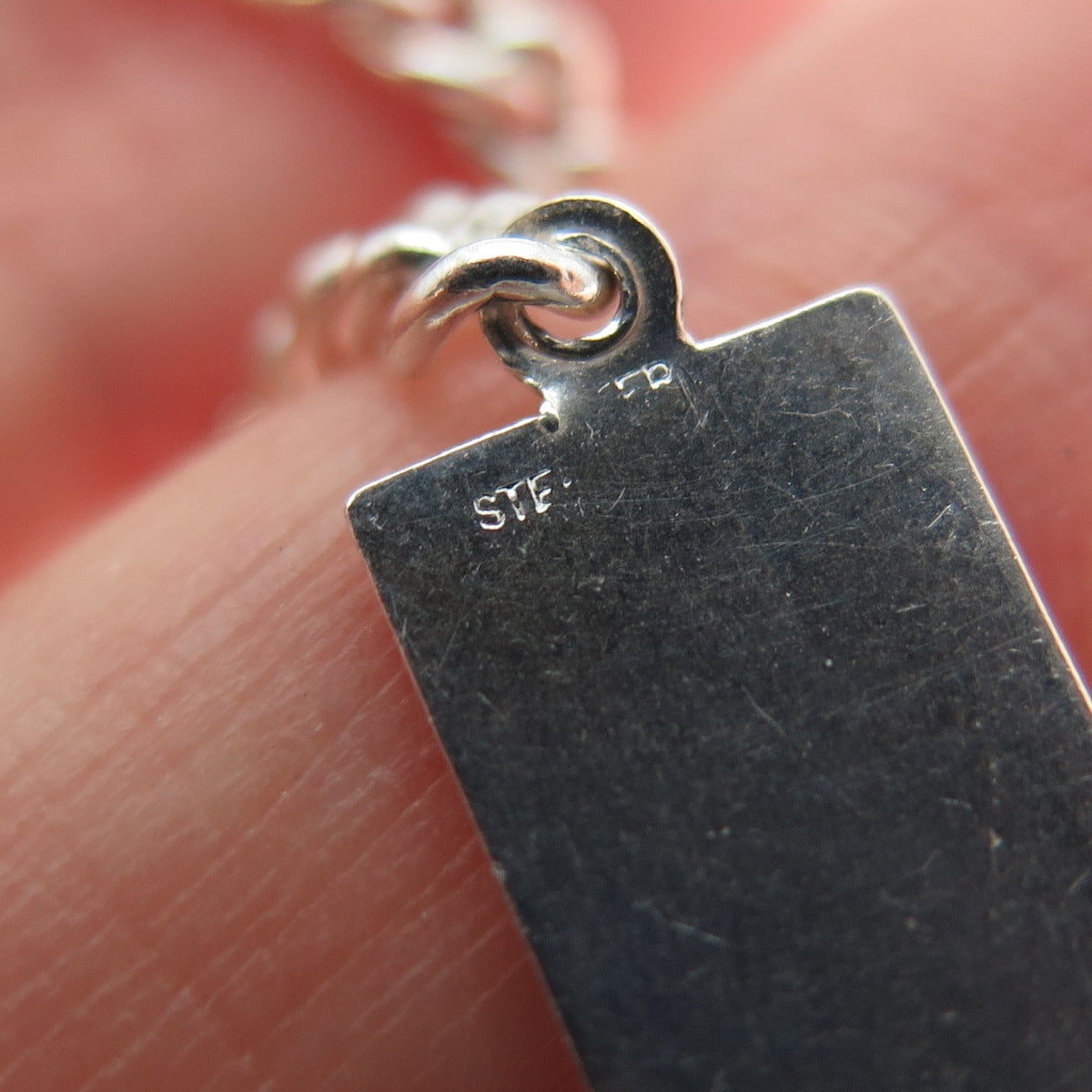 925 Sterling Silver Vintage Curb Link ID Bracelet 7.25"