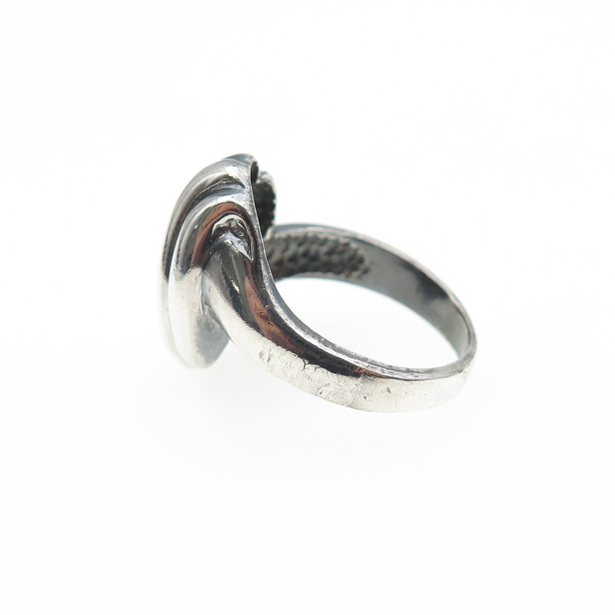 925 Sterling Silver Vintage Modernist Ribbed Oxidized Ring Size 6.75