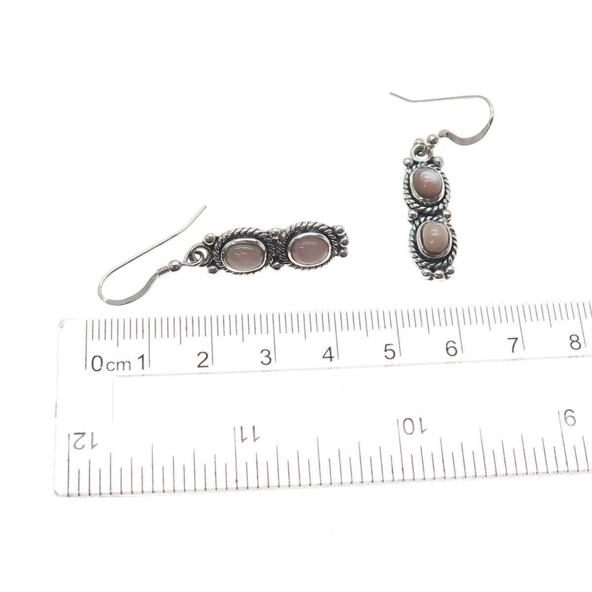 SUNRISE Old Pawn 925 Sterling Silver Vintage Southwestern MOP Dangle Earrings