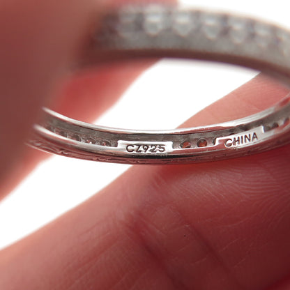 925 Sterling Silver Round-Cut C Z Eternity Stackable Band Ring Size 8