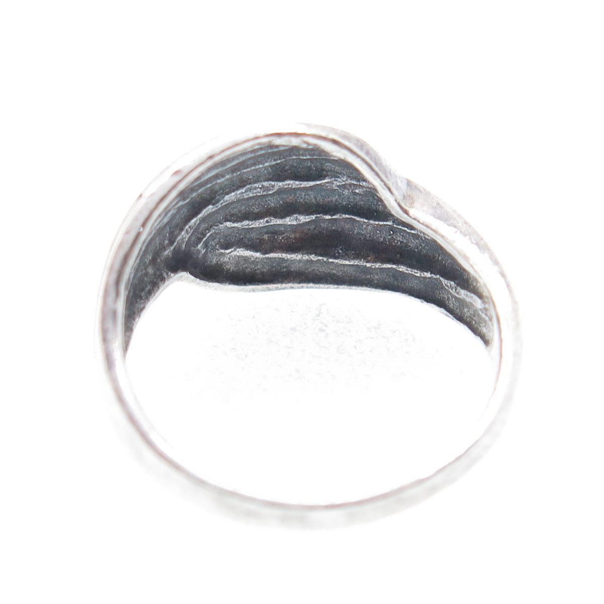 925 Sterling Silver Vintage Modernist Oxidized Ring Size 5.75