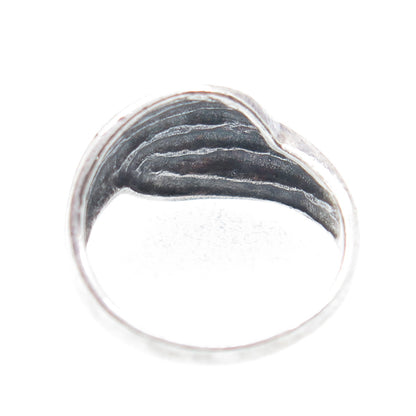 925 Sterling Silver Vintage Modernist Oxidized Ring Size 5.75