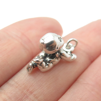 925 Sterling Silver Vintage Baby Minimalist 3D Charm Pendant