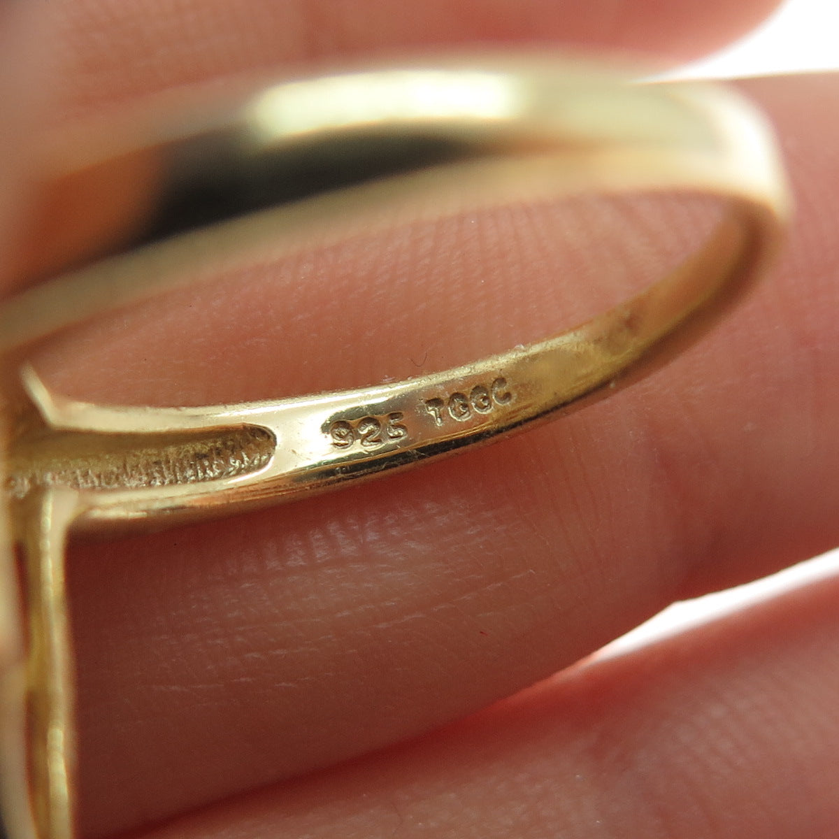 TGGC 925 Sterling Silver Gold Plated Real Yellow Sapphire Ring Size 7.25