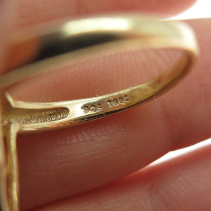 TGGC 925 Sterling Silver Gold Plated Real Yellow Sapphire Ring Size 7.25