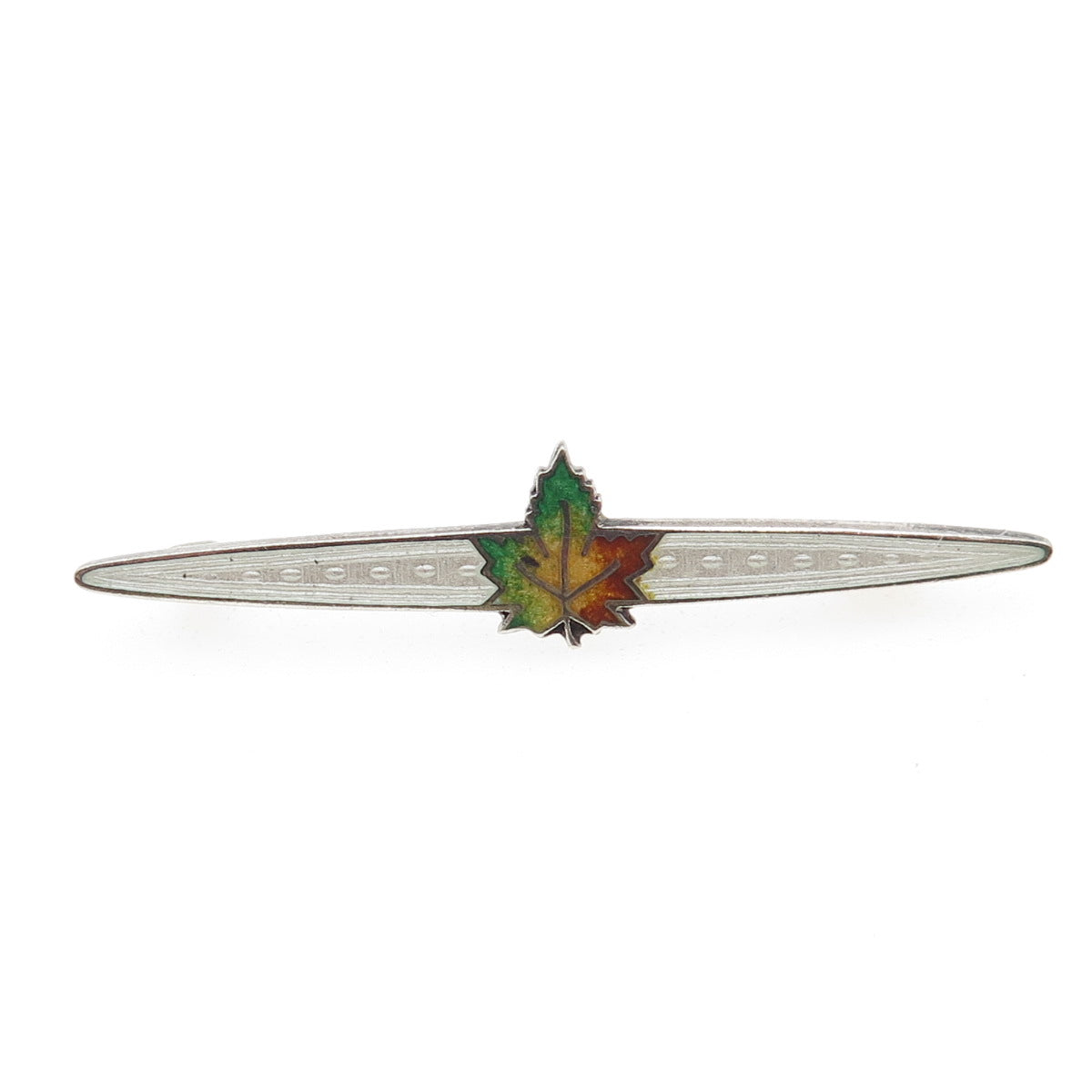 925 Sterling Silver Antique Art Deco Enamel Maple Leaf Pin Brooch