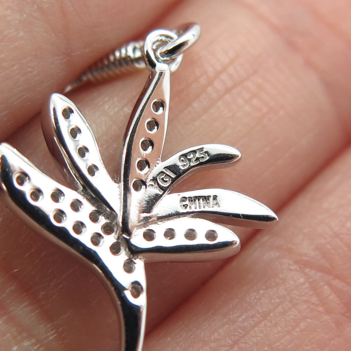 925 Sterling Silver Round-Cut C Z Hawaiian Bird of Paradise Dangling Earrings