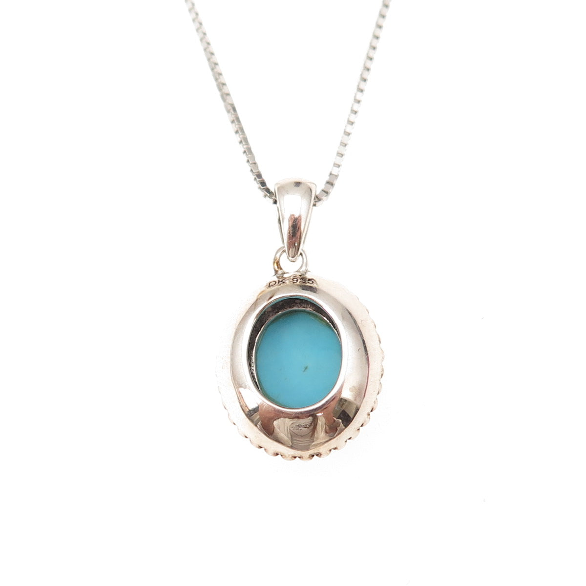 925 Sterling Silver Real Sleeping Beauty Turquoise Box Chain Necklace 16-18"