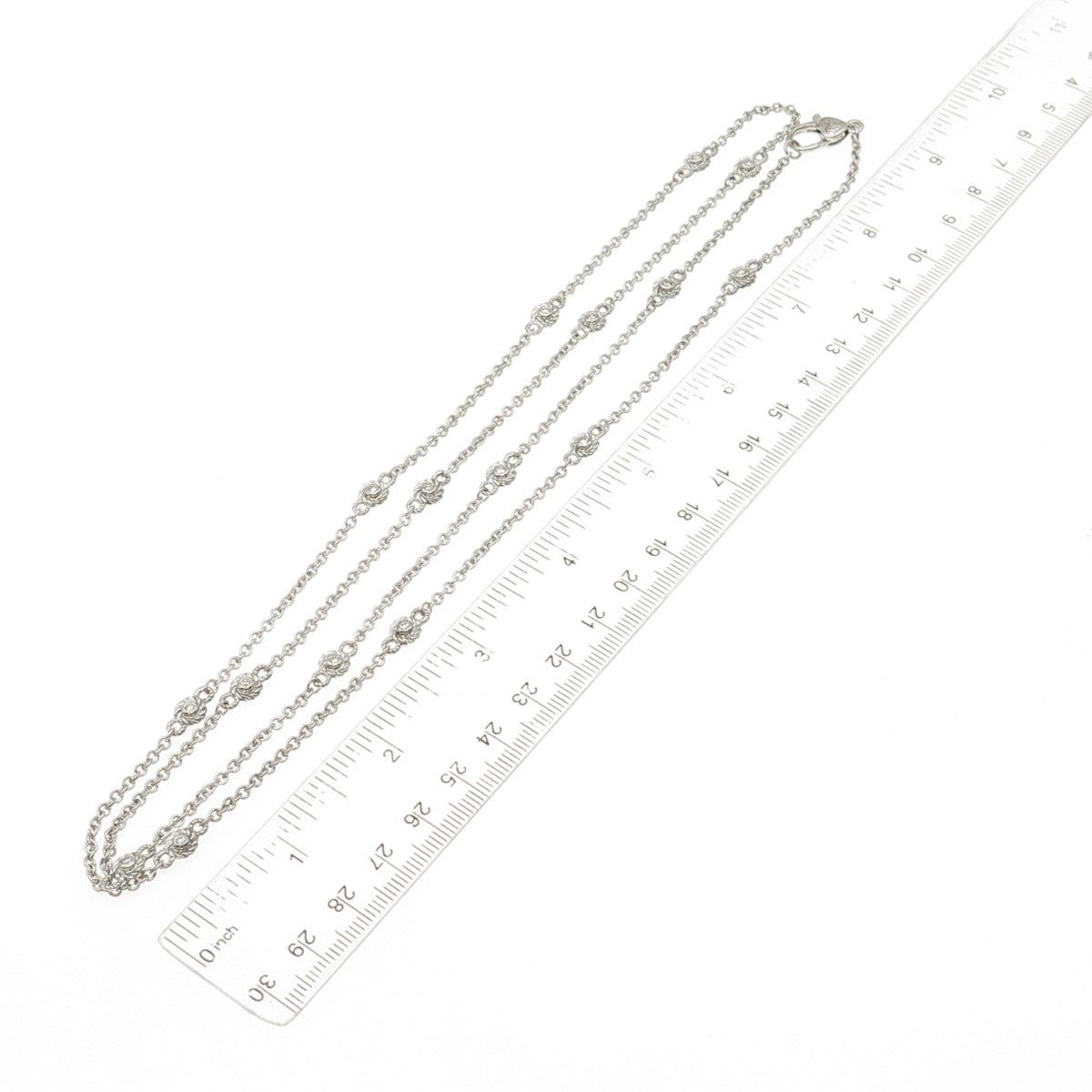 Judith Ripka 925 Sterling Silver Round-Cut C Z Station Cable Chain Necklace 36"