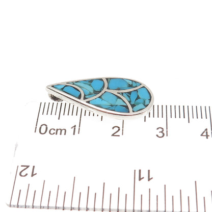 Calvin Spencer Navajo Old Pawn Sterling Vintage Turquoise Inlay Slide Pendant