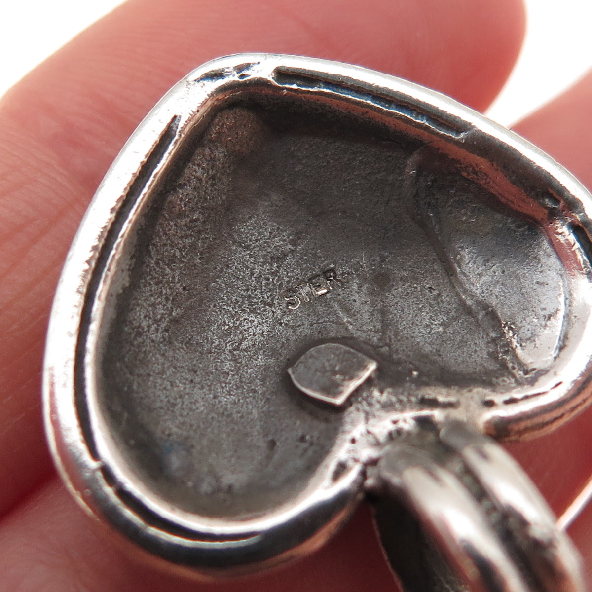 925 Sterling Silver Vintage Spiral Heart Oxidized Charm Pendant