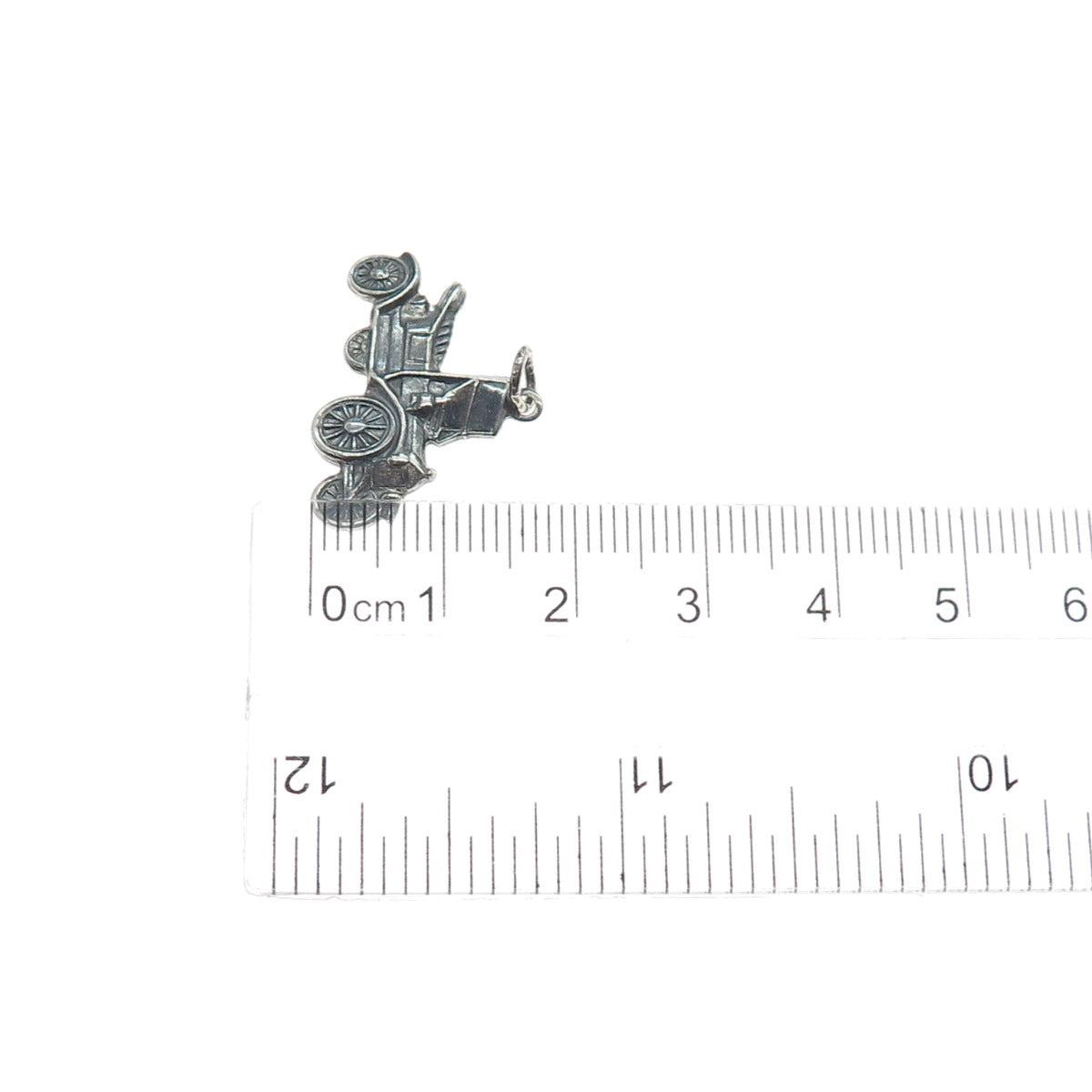 925 Sterling Silver Vintage Retro Car Oxidized Minimalist Charm Pendant