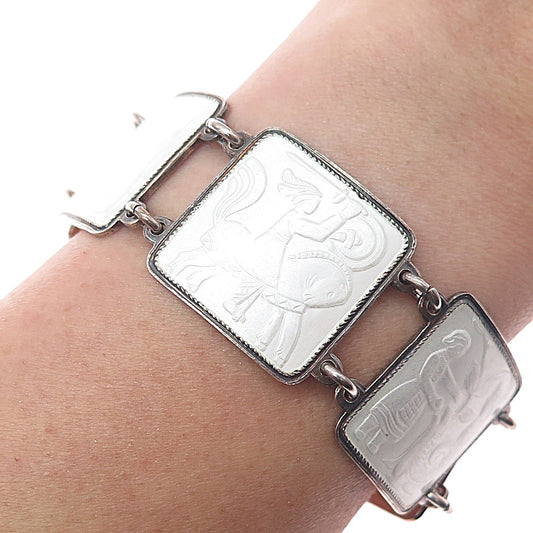 DAVID ANDERSEN 925S Sterling Vintage Norway Enamel Fairytale Bracelet 7.5"