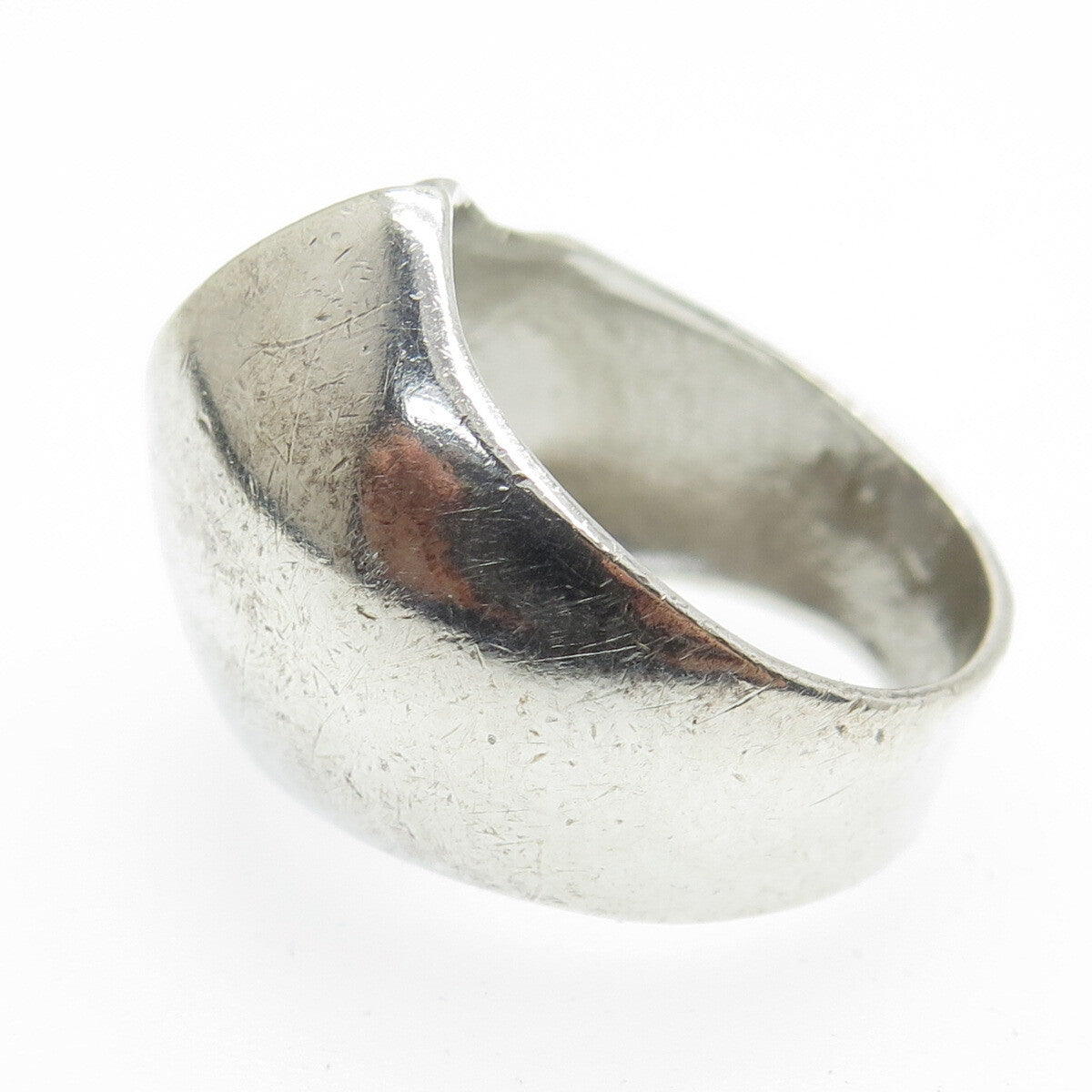 925 Sterling Silver Vintage Italy Modernist Dome Ring Size 8.75