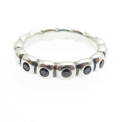 PANDORA 925 Sterling Silver Real Black Spinel Ring Size 7.25