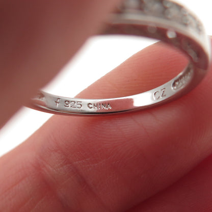 925 Sterling Silver Round-Cut C Z Half Eternity Band Ring Size 7.25