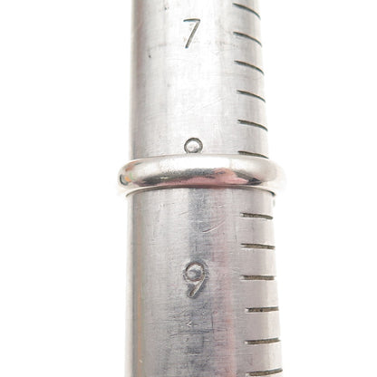 925 Sterling Silver Vintage Real Red Garnet Carved Flower Ring Size 8.25