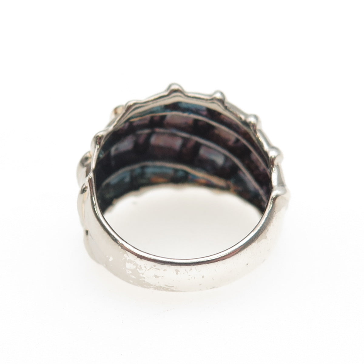 925 Sterling Silver Vintage Modernist Bamboo Ring Size 7.25