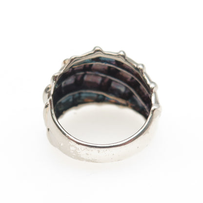 925 Sterling Silver Vintage Modernist Bamboo Ring Size 7.25