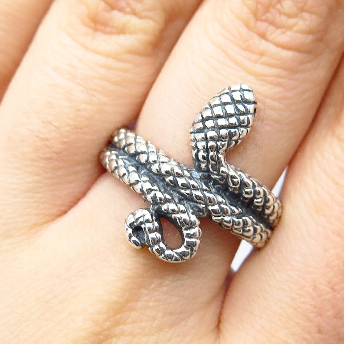 950 Silver Vintage Snake Ring Size 8.5