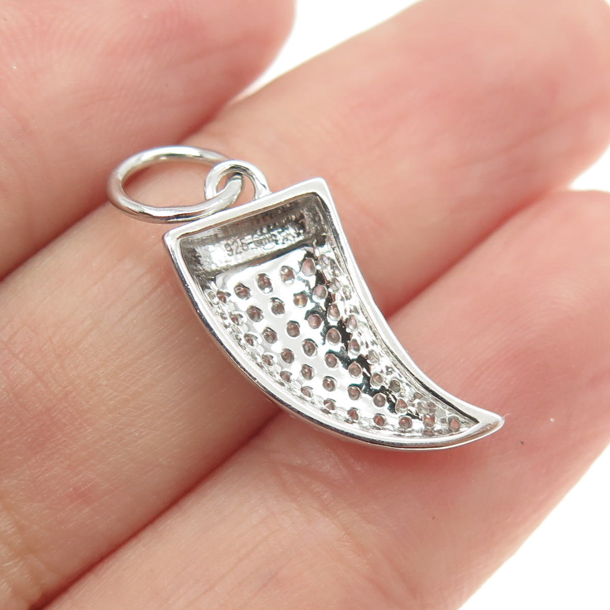 925 Sterling Silver Round-Cut C Z Claw Amulet Charm Pendant