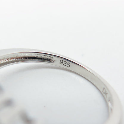 925 Sterling Silver Oval-Cut Ocean Blue C Z & Black Spinel Ring Size 7