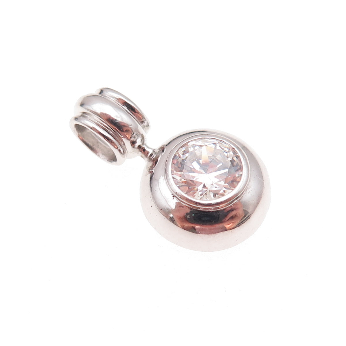 Itaor 925 Sterling Silver Italy Round-Cut C Z Charm Pendant