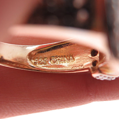 ROSS SIMONS Sterling Silver Gold Plated Cognac & White C Z Buckle Ring Size 7