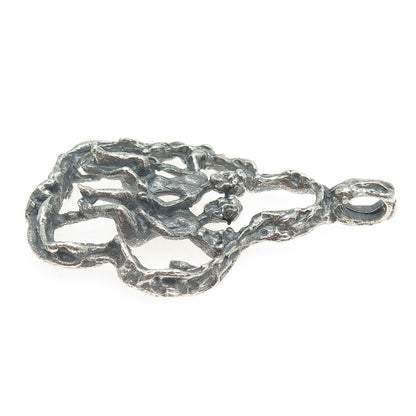 925 Sterling Silver Vintage Naked Couple Erotic Scene Oxidized Pendant