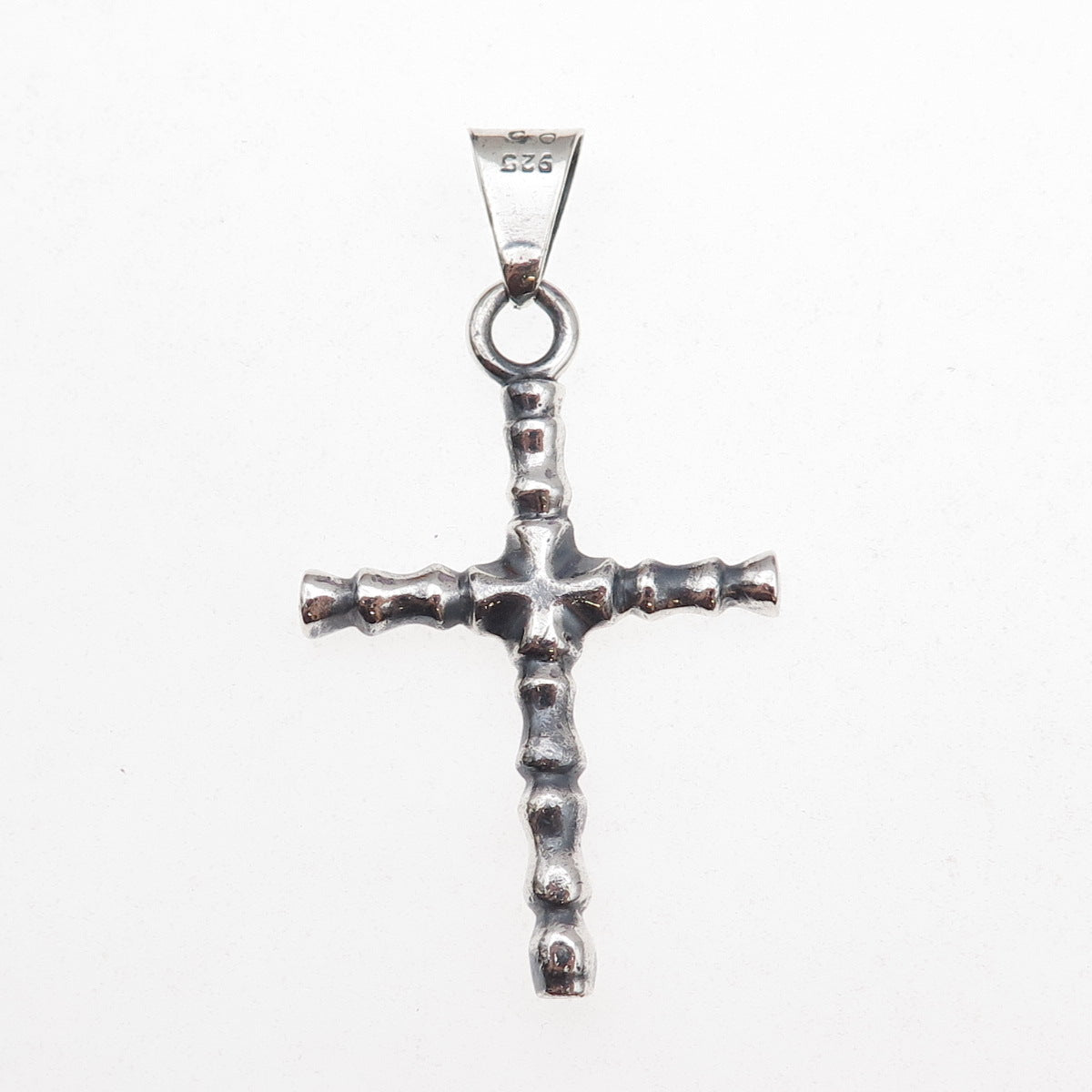 925 Sterling Silver Vintage Mexico Cross Oxidized Pendant
