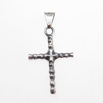 925 Sterling Silver Vintage Mexico Cross Oxidized Pendant