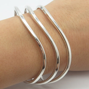 925 Sterling Silver Vintage Wavy Adjustable Cuff Bracelet 6.5"