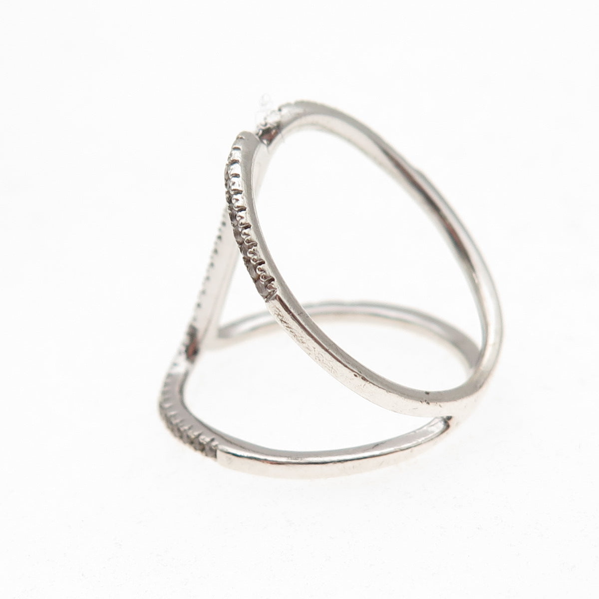925 Sterling Silver Round-Cut C Z Hug Ring Size 7