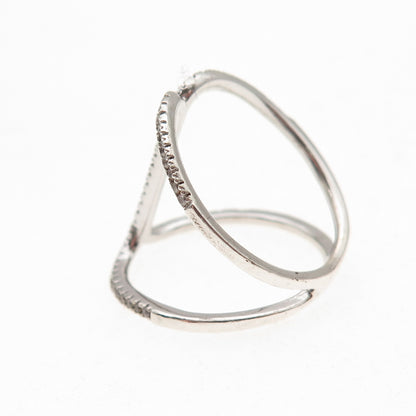 925 Sterling Silver Round-Cut C Z Hug Ring Size 7