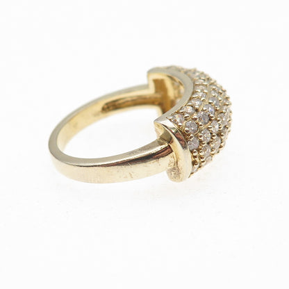 925 Sterling Silver Gold Plated Round-Cut C Z Sparkle Ring Size 7.25
