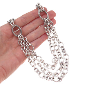 Lyric 925 Sterling Silver Vintage Multi-Chain 3-Row Necklace 18"
