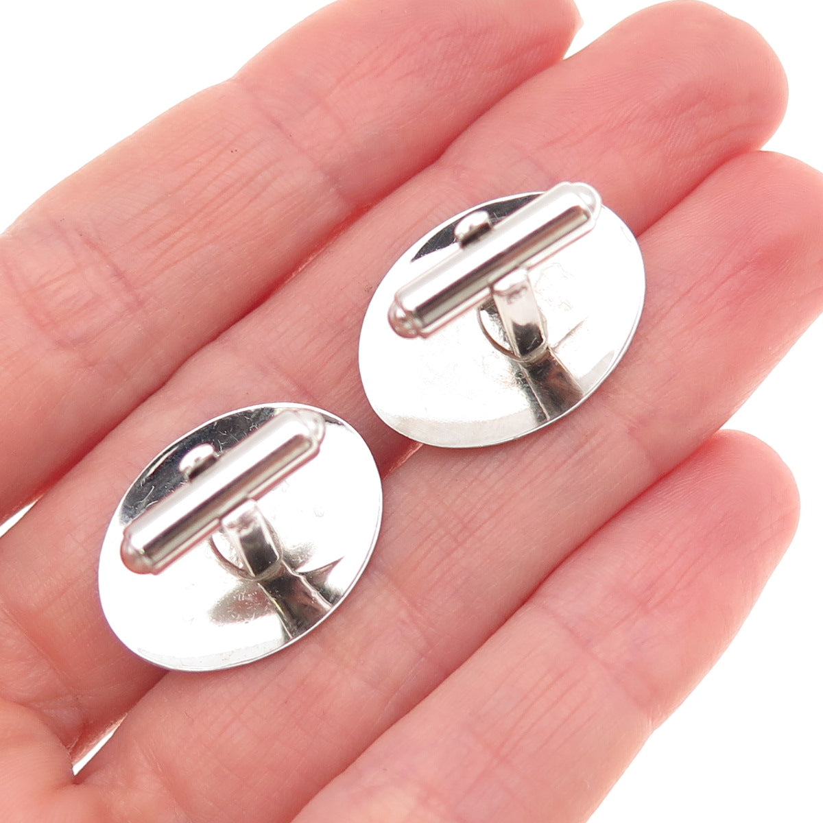 JML Diplomat 925 Sterling Silver Vintage Engraved Oval Cufflinks