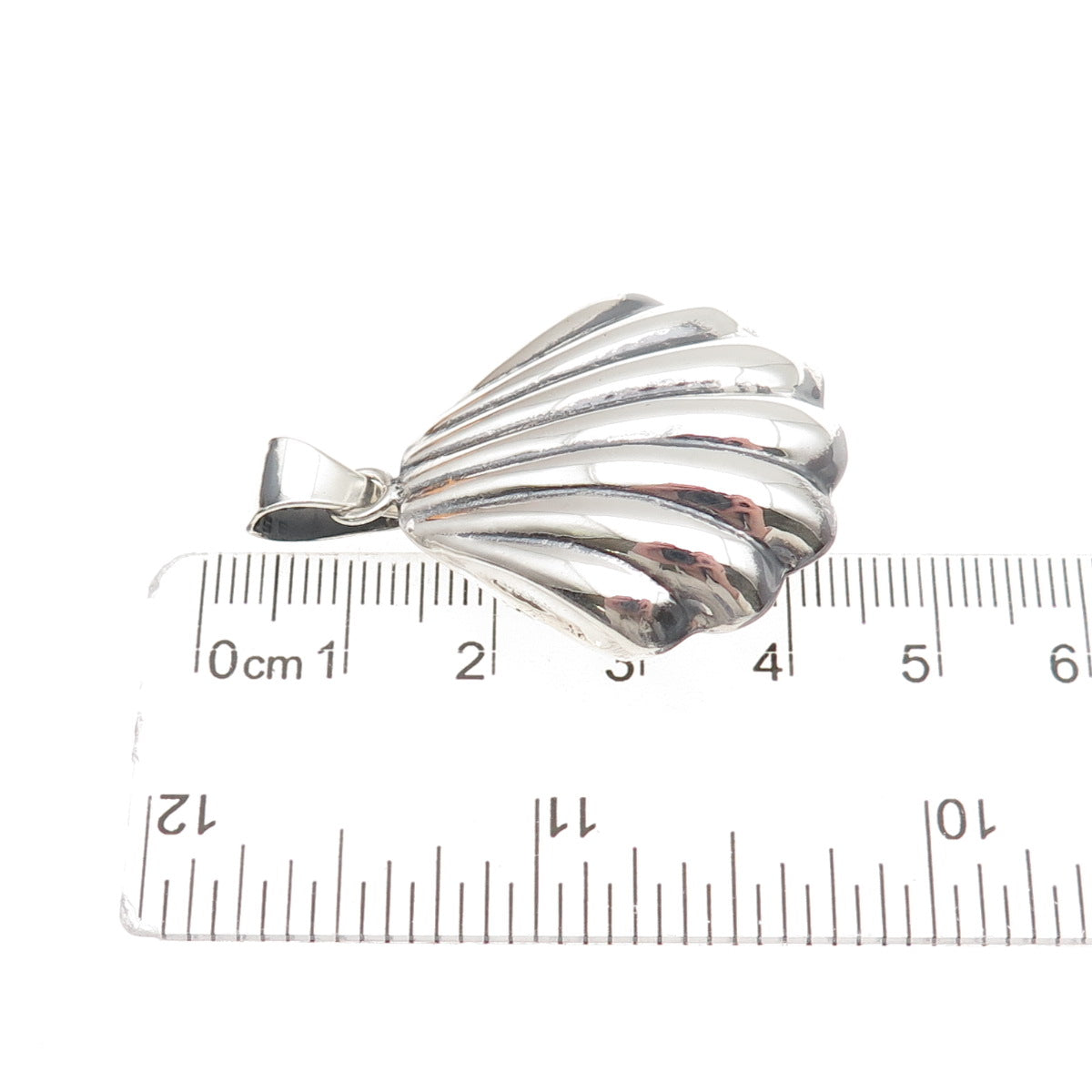 950 Silver Vintage Mexico Modernist Seashell Oxidized Charm Pendant