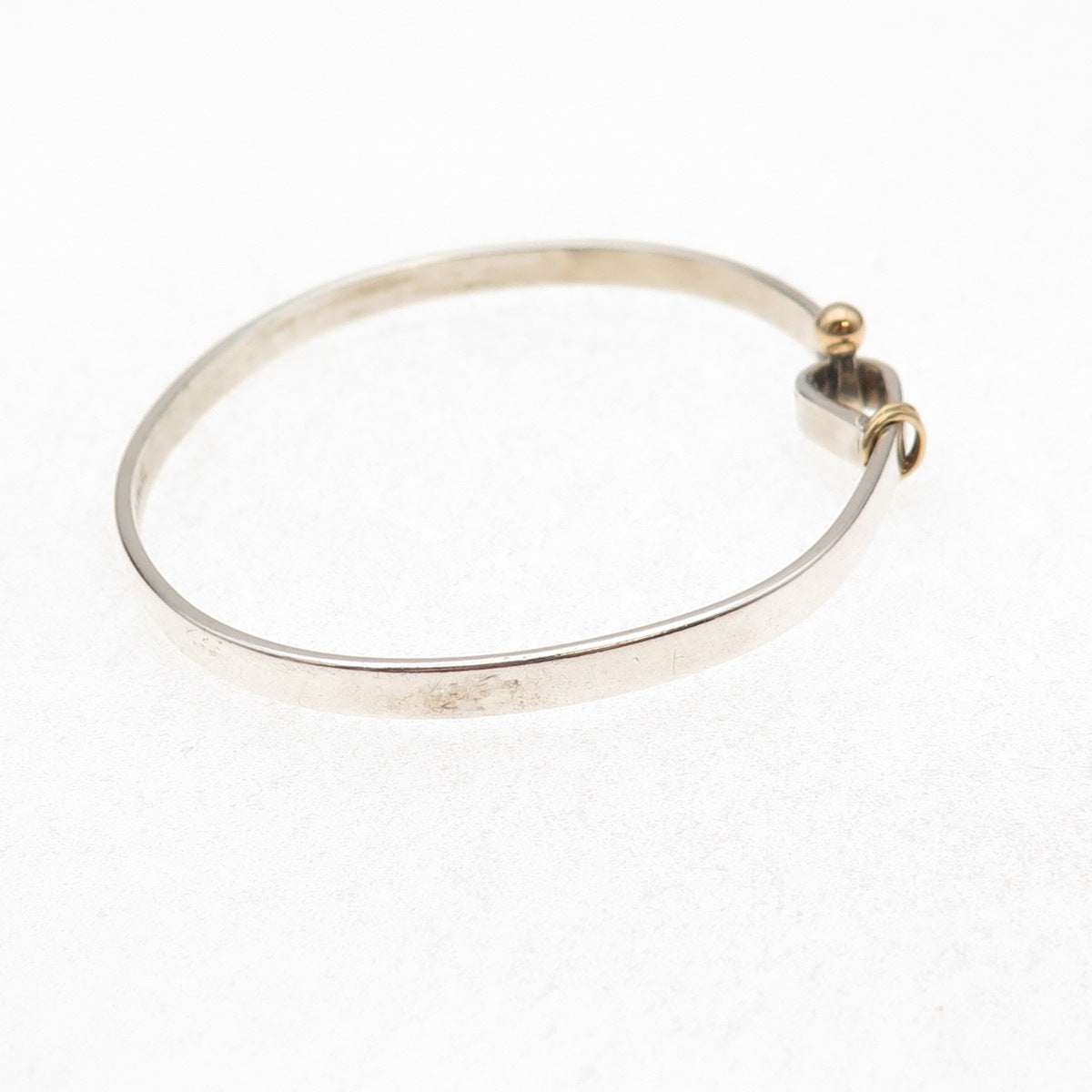 Tiffany & Co. 925 Sterling Silver 18K Gold Vintage Hook Eye Bangle Bracelet 6.5"