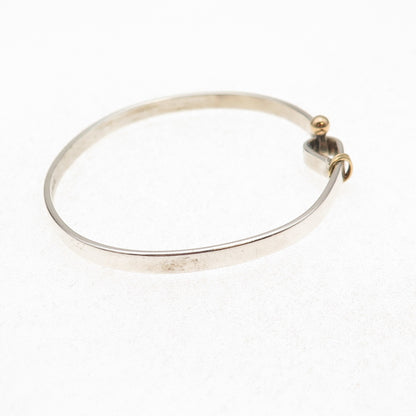 Tiffany & Co. 925 Sterling Silver 18K Gold Vintage Hook Eye Bangle Bracelet 6.5"