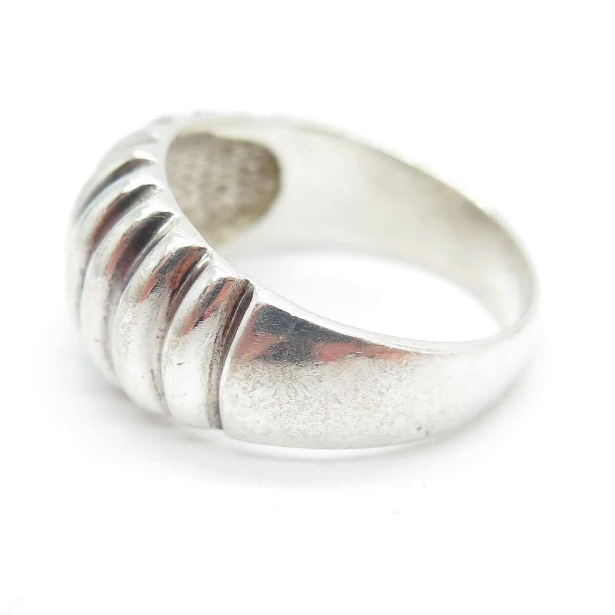 925 Sterling Silver Vintage Ribbed Ring Size 8.5
