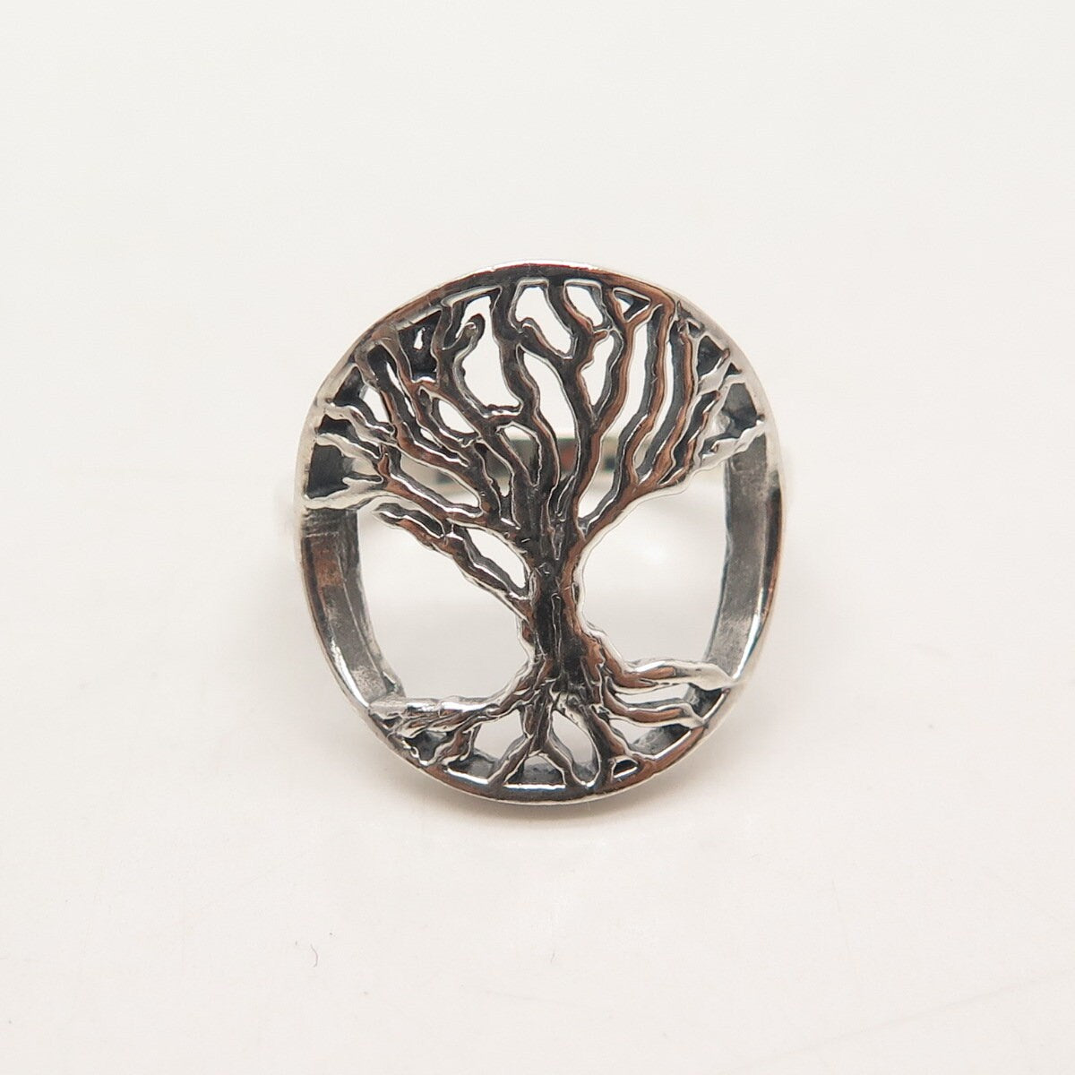 925 Sterling Silver Vintage Tree of Life Ring Size 4.75