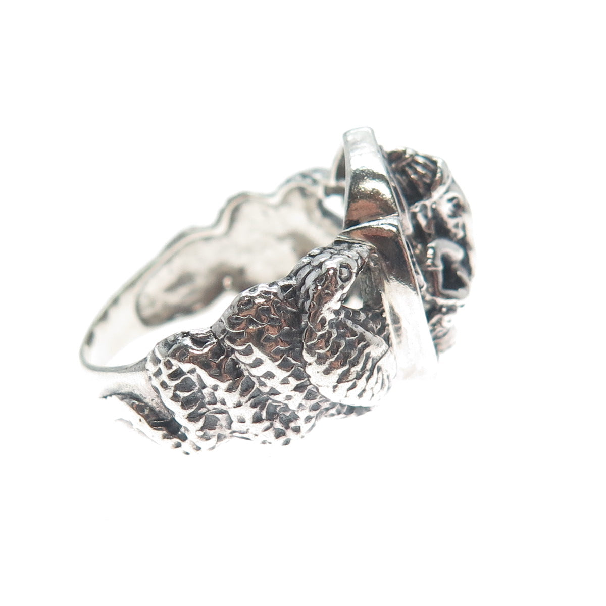 925 Sterling Silver Vintage Jaya Ganesha Elephant Oxidized Ring Size 8.5