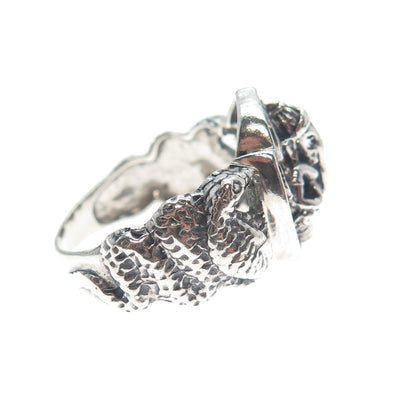 925 Sterling Silver Vintage Jaya Ganesha Elephant Oxidized Ring Size 8.5