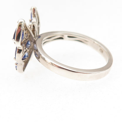 Chuck Clemency 925 Sterling Silver Real Tanzanite Topaz Butterfly Ring Size 8.25