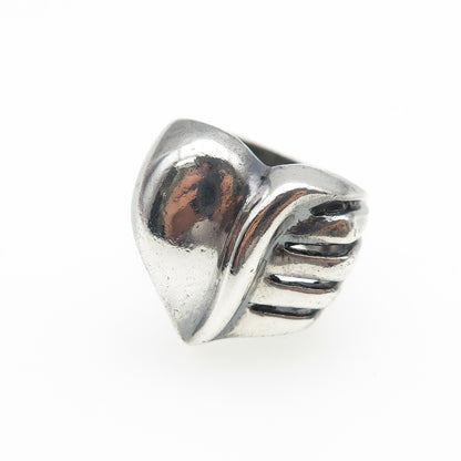 925 Sterling Silver Vintage Modernist Heart Oxidized Ring Size 6.75