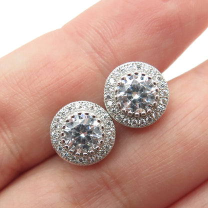 925 Sterling Silver Round-Cut C Z Sparkle Stud Earrings