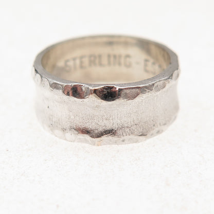 Joseph Esposito Sterling Silver Vintage Modernist Oxidized Band Ring Size 7.5