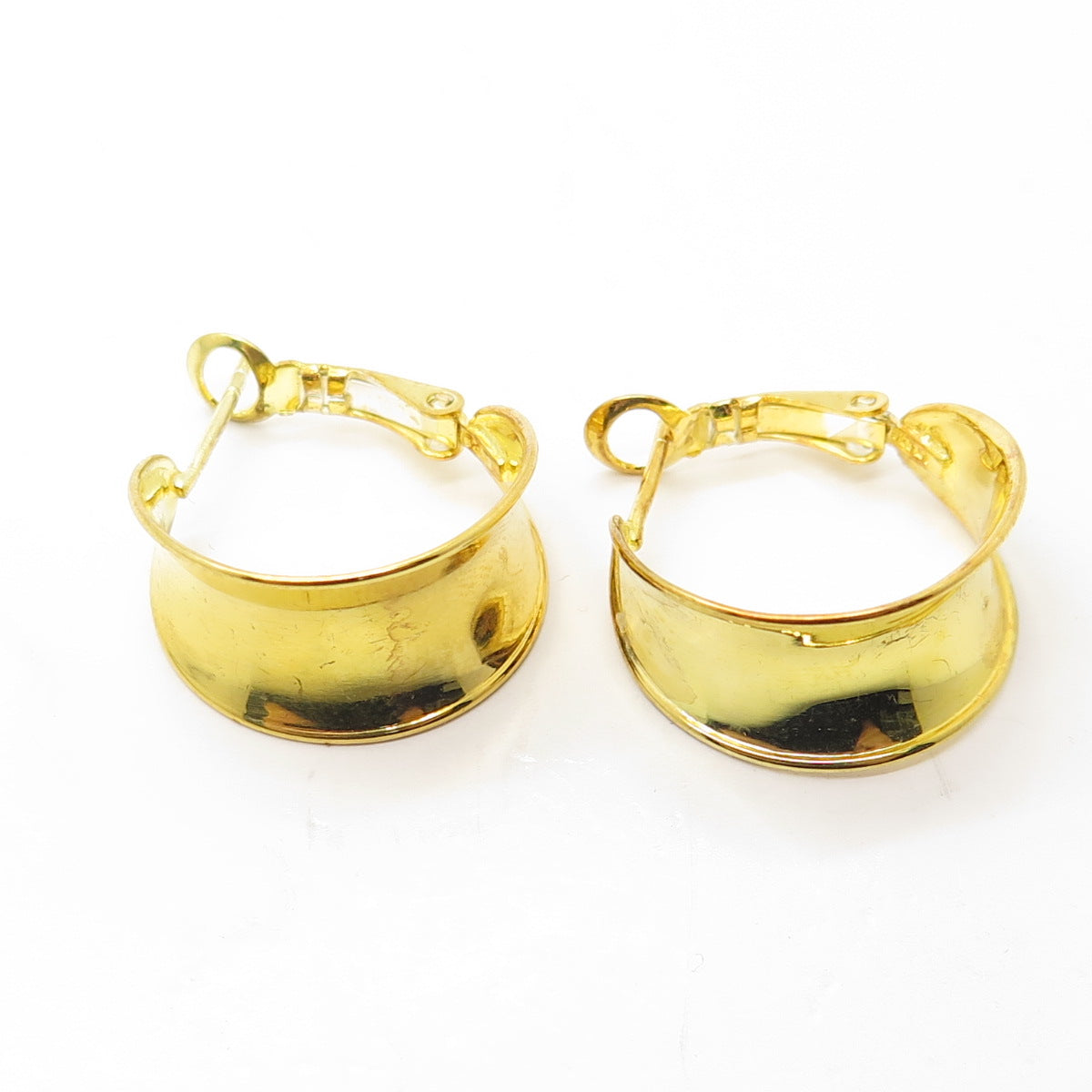 925 Sterling Silver Gold Plated Omega Back Hoop Earrings