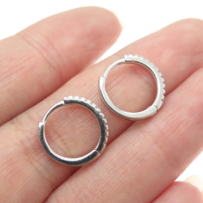 925 Sterling Silver Round-Cut Shaped C Z Huggie Earrings